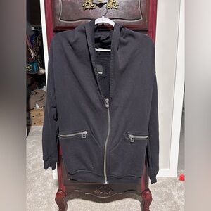 Wilfred Free Oversized Black Studded Full Zip Hoodie/Hooded Cardigan Women’s XS